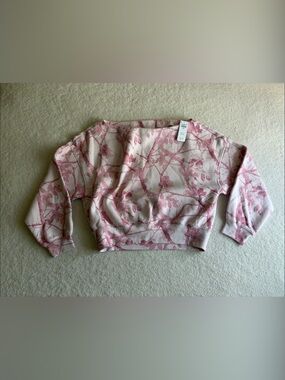 Light Pink Camo Off the Shoulder Sweater